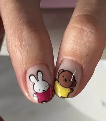 Detailed gel nail design in NYC by Iva at M.STUDIO