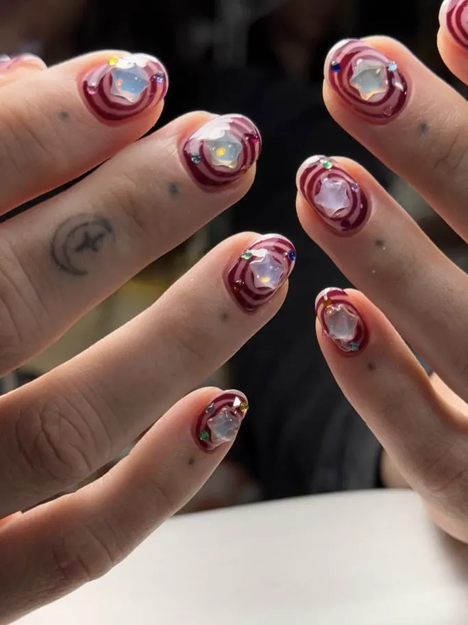 Russian gel manicure design in NYC by Malika at M.STUDIO