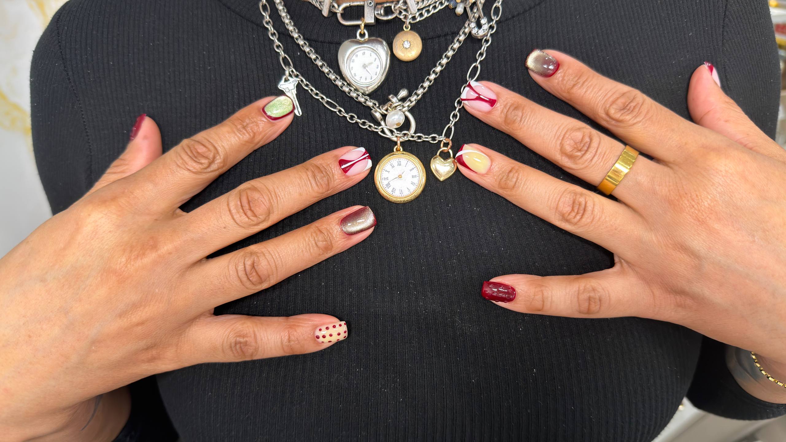 Creative multicolor nail art in NYC at M.STUDIO