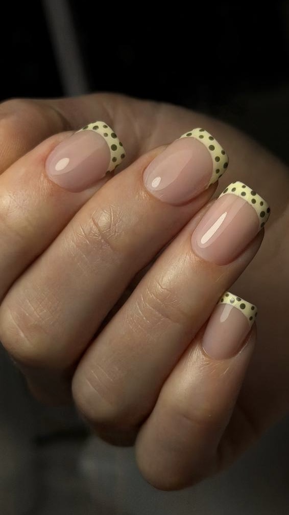 Polka dot French manicure in NYC at M.STUDIO