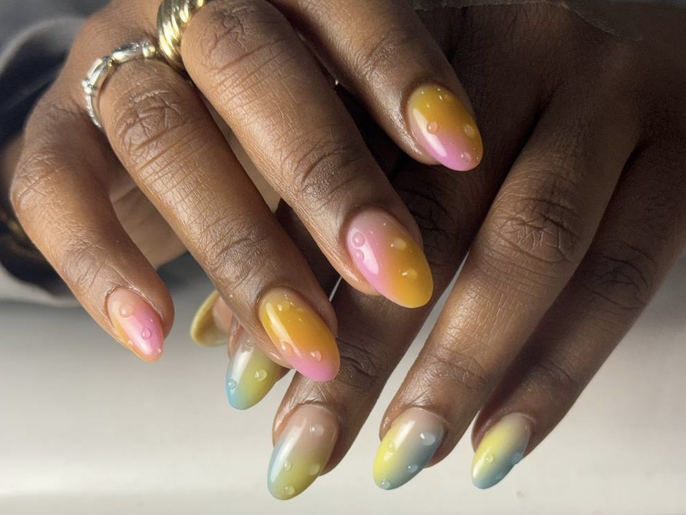 Pastel ombre almond nail art in NYC at M.STUDIO
